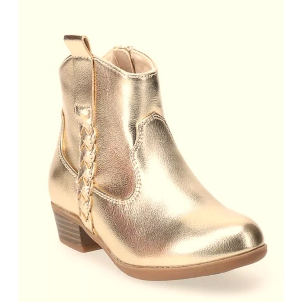 Sonoma Goods for Life Zaria Gold Metallic Western Ankle Boots Girls Size‎ 6 NEW